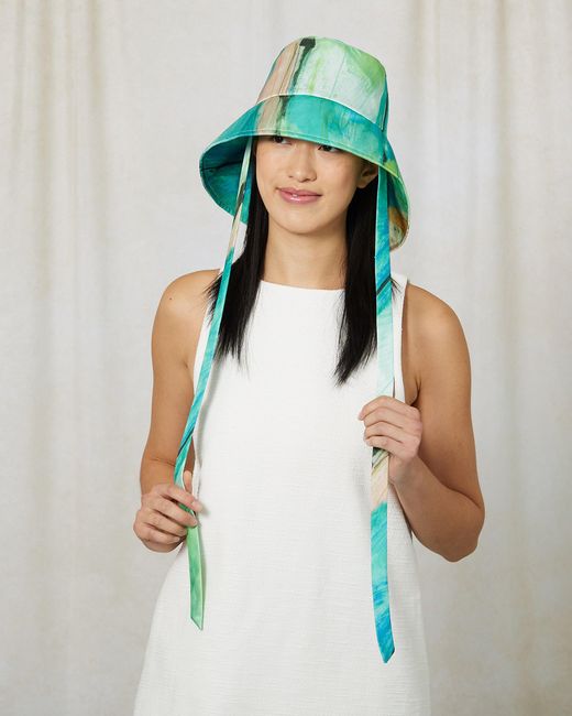 Eugenia Kim Green Ally Satin Asymmetric Bucket Hat