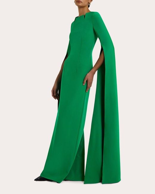 Safiyaa Green Talin Cape-sleeve Gown