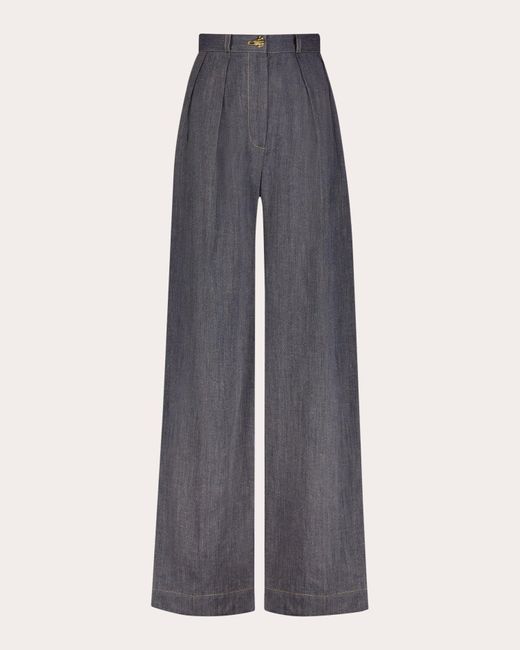 Matthew Bruch Gray Button Pleated Denim Trousers Cotton/denim/linen