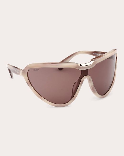 Max Mara Pink Camel Horn Emil Shield Sunglasses