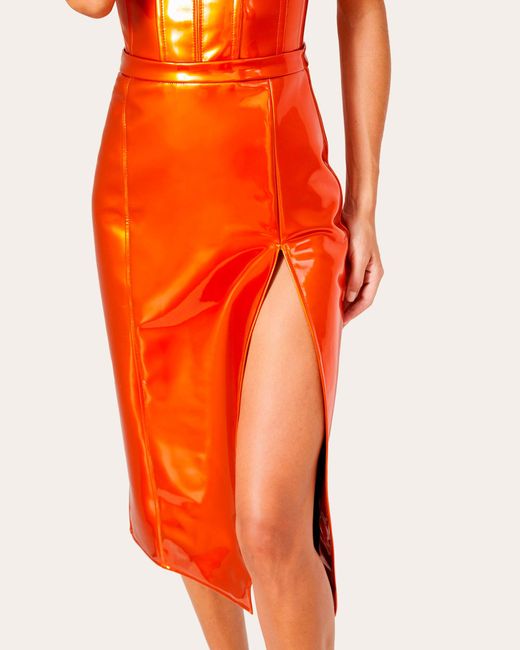 LAQUAN SMITH Orange Slit Midi Skirt
