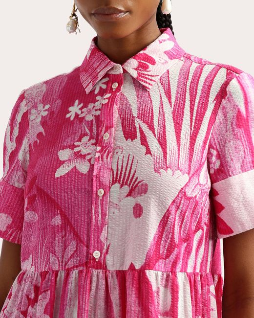 Erdem Pink Short-sleeve Mini Shirt Dress