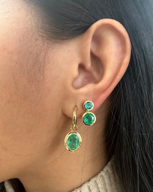 Goshwara Green Emerald & 18K Limited Edition Hoop Drop Earrings