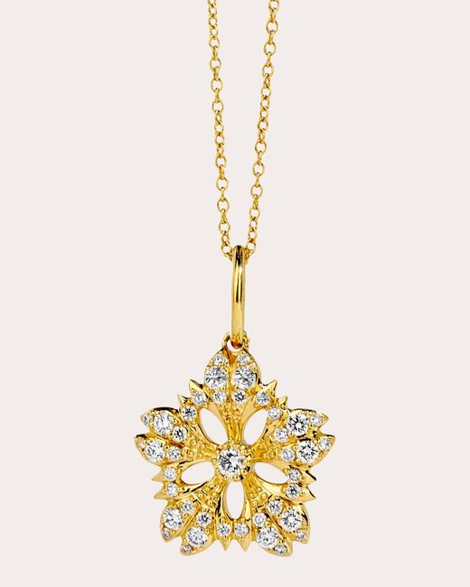 Syna Metallic Diamond Jardin Flower Pendant Necklace