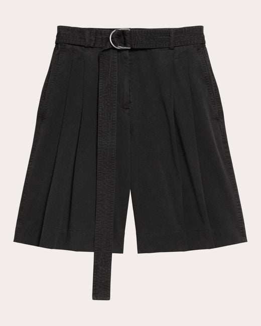 Helmut Lang Natural Twill Double Pleated A-Line Shorts
