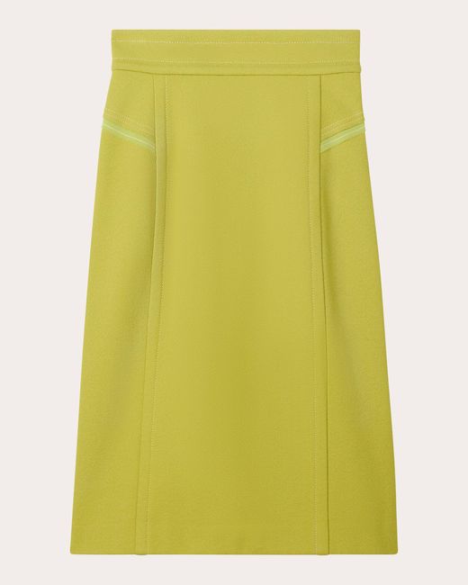 St. John Yellow Coated Wool Pencil Skirt