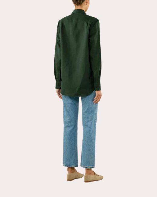 With Nothing Underneath Green The Boyfriend Linen Button-Up Shirt