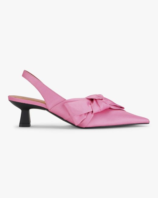 Ganni Soft Bow Slingback Kitten Heel in Pink | Lyst