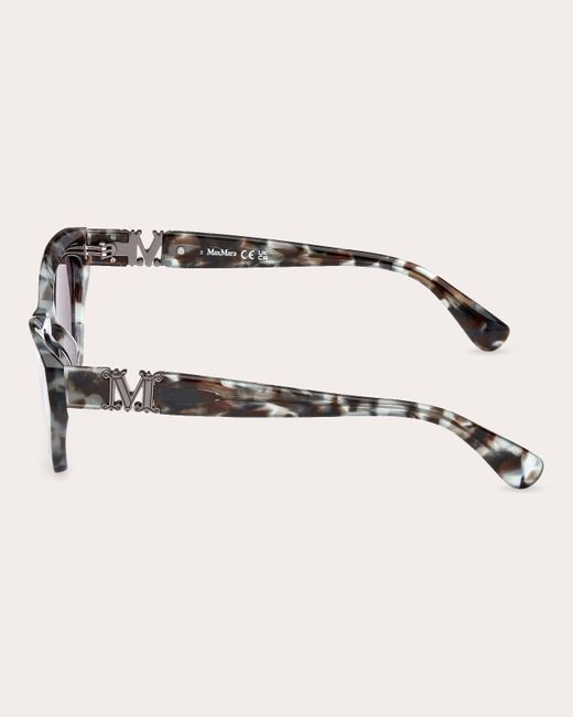 Max Mara Brown Shiny Sage Havana & Smoke-silver Cat-eye Sunglasses