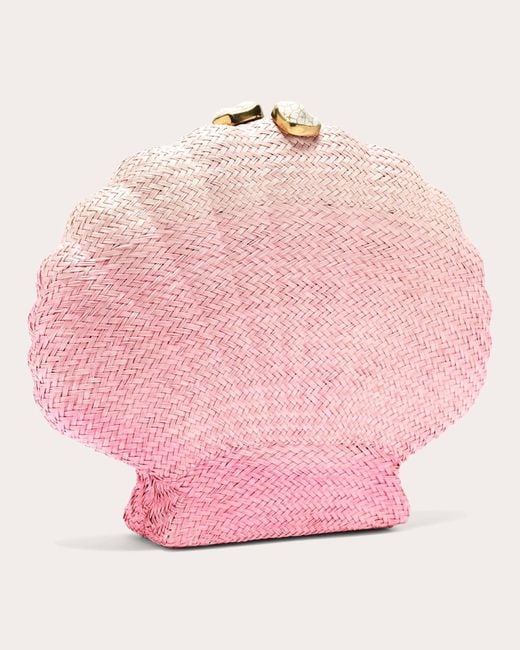 Emm Kuo Pink Le Sirenuse Woven Shell Clutch