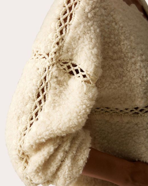 Santicler Natural Irina Furry Knit Crochet Cardigan Jacket