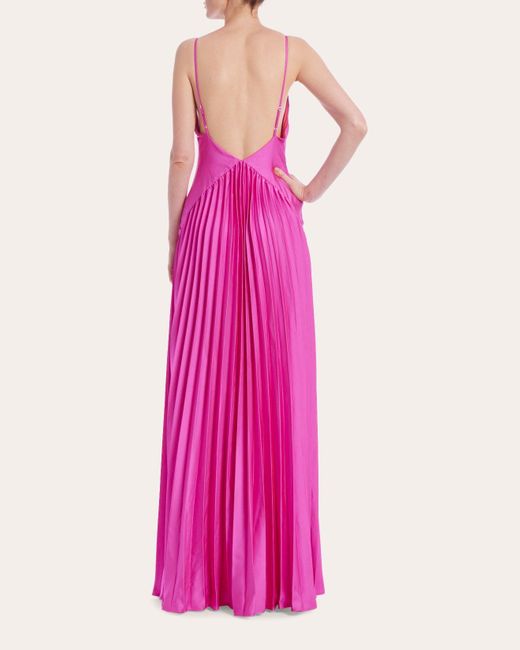 ONE33 SOCIAL Pink Plunge Pleated Gown