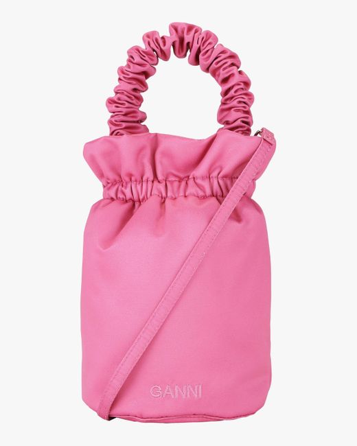 Ganni Ruched Tophandle Bag in Pink Lyst