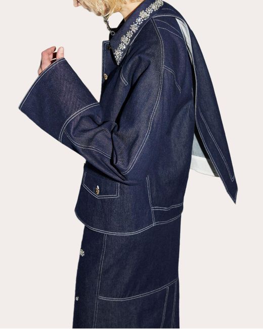 Huishan Zhang Blue Travis Embellished Denim Jacket