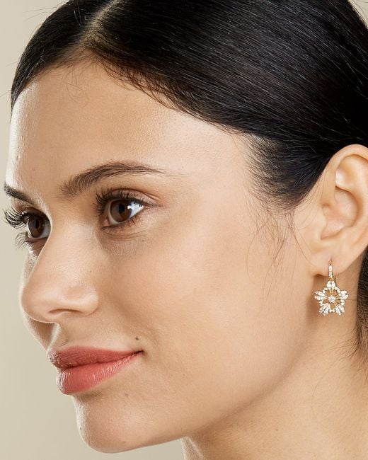 Syna Metallic Diamond Jardin Flower Drop Earrings