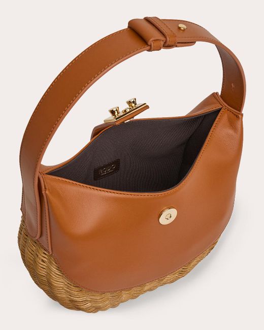Rodo Brown Laurelle Willow Wicker Leather Hobo Bag