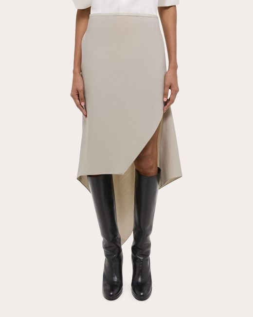 Helmut Lang White Wool Scarf-hem Skirt