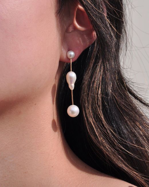 White/space Natural Space Round Cloudbars Drop Earrings