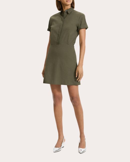 Theory Green Collared A-line Mini Dress