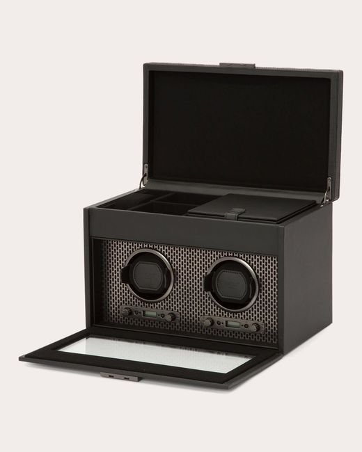 Wolf Black Axis Double Watch Winder Storage Case