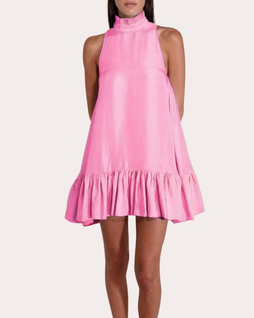 Azeeza Pink Alcott Raw Silk Mini Dress