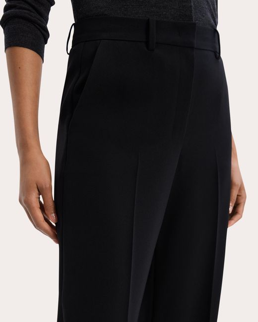 Theory Black Straight-Leg Crepe Pants