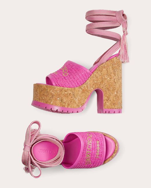 Jimmy Choo Pink Gal Wedge Sandals 130