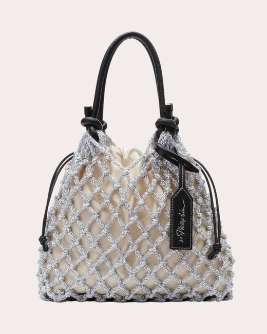 3.1 Phillip Lim Gray Mini Metallic Macramé Tote