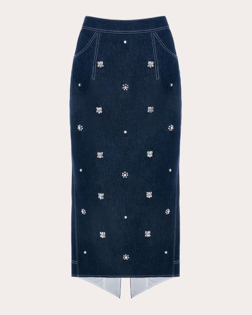 Huishan Zhang Blue Sonia Embellished Denim Skirt
