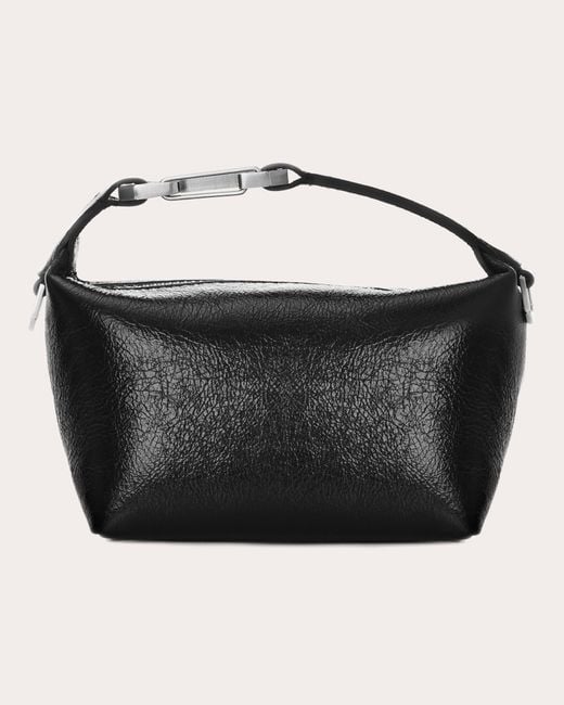 Eera Black Laminated Tiny Moon Bag Suede/leather