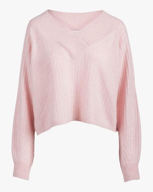 NAADAM Women's Coastal Cashmere Cropped V-neck Sweater Top in Pale Pink ...