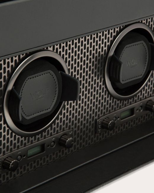 Wolf Black Axis Double Watch Winder Storage Case