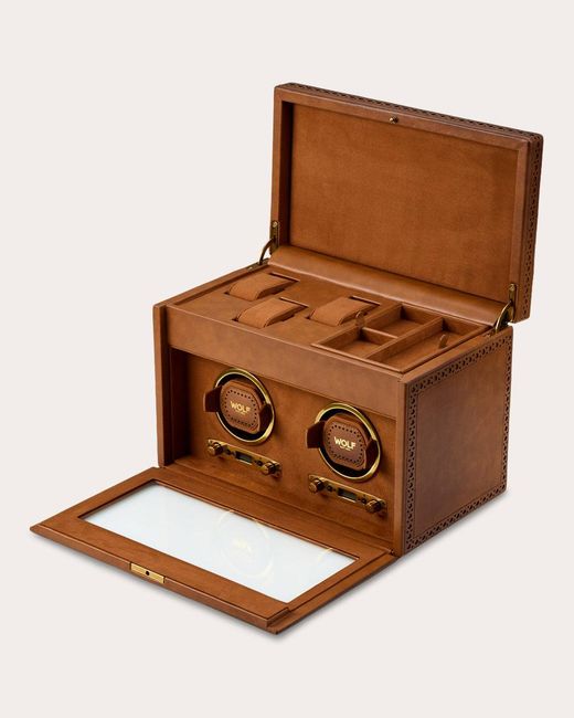 Wolf Brown Brogue Double Watch Winder