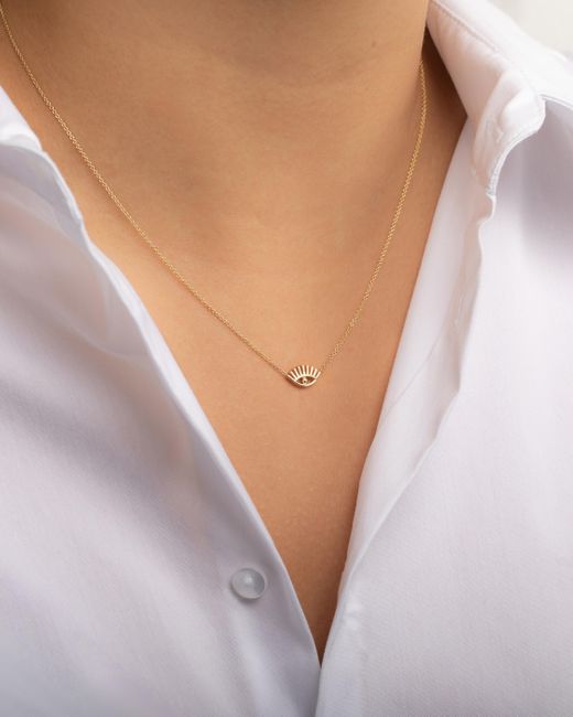 Zoe Lev Eyelash Evil Eye Pendant 