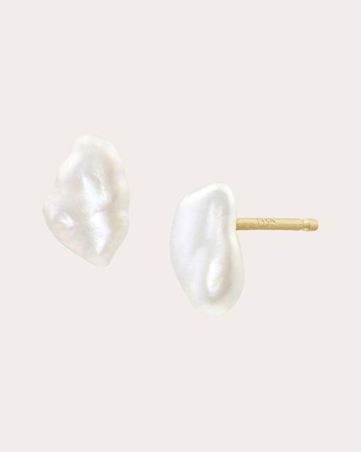White/space Natural Space Baby Lagniappe Pearl Stud Earrings 14k Gold