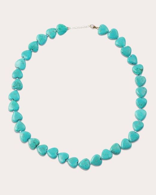 JIA JIA Blue Turquoise Beaded Heart Necklace 14k Gold