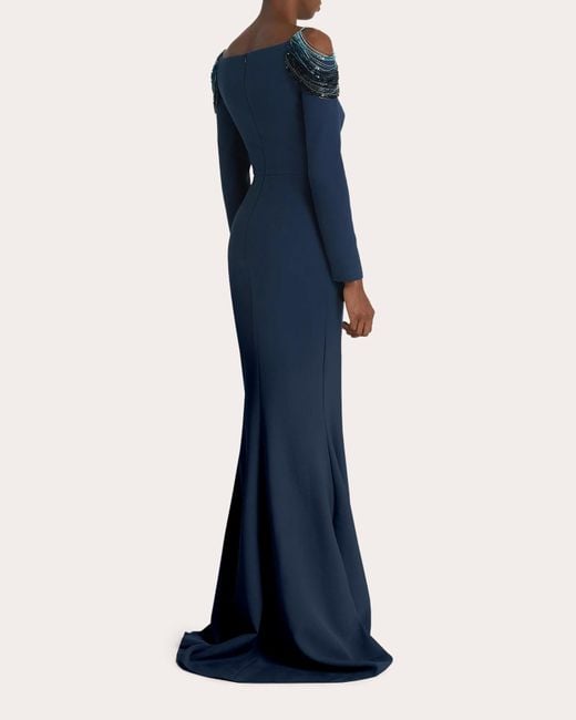 Safiyaa Blue Christi Embellished Gown