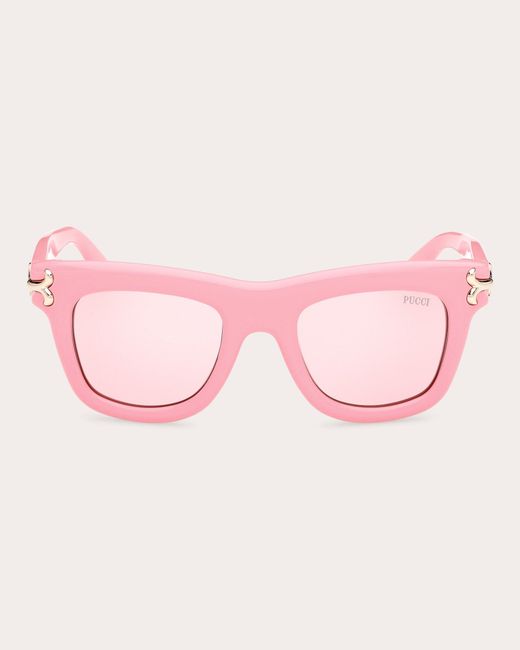 Emilio Pucci Pink Shiny Square Sunglasses