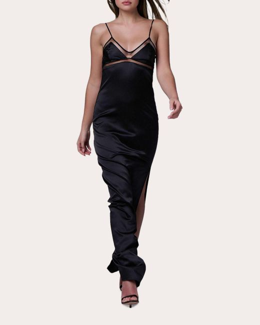 Kiki de Montparnasse Black Peep Show Maxi Slip Dress
