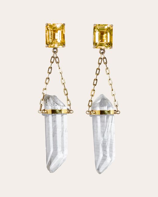JIA JIA Natural Citrine & Crystal Quartz Drop Earrings