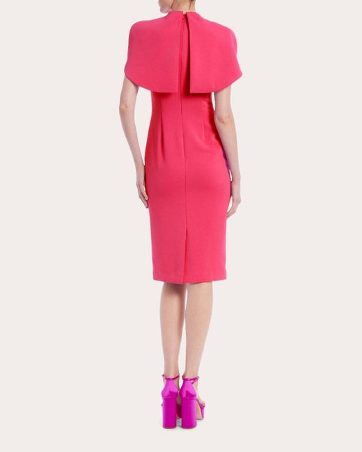 Badgley Mischka Pink Cape-shoulder Sheath Dress