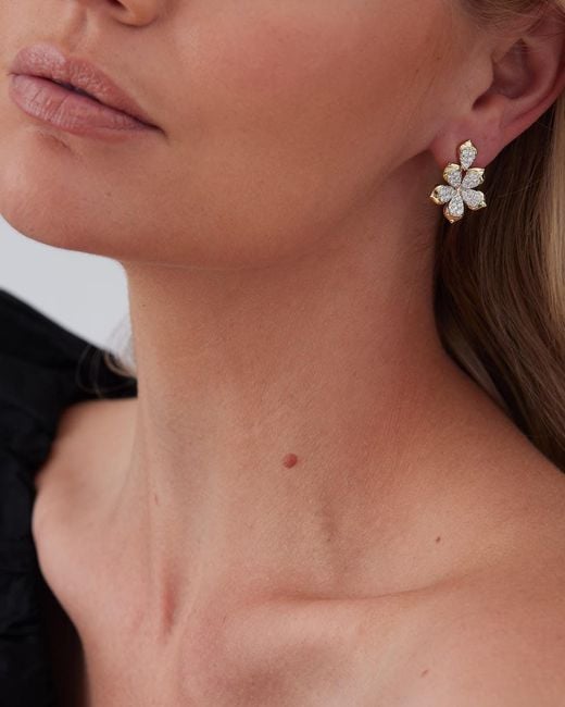 Sara Weinstock Metallic Lierre Diamond Detachable Flower Drop Earrings