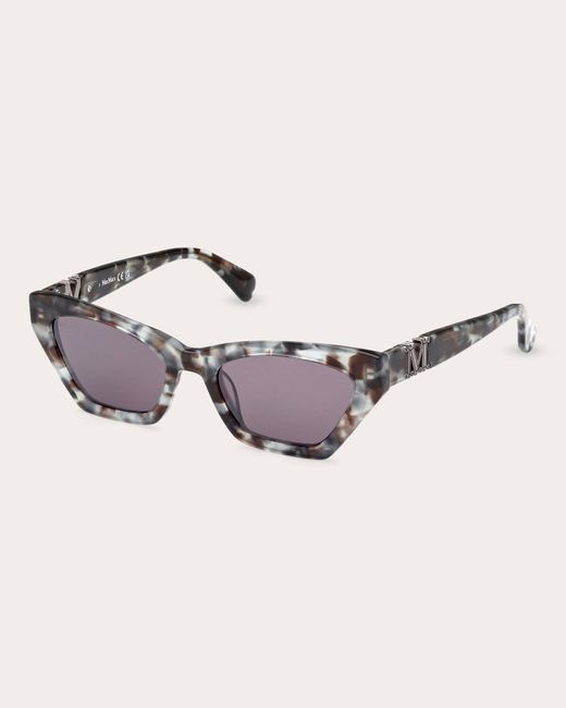 Max Mara Brown Shiny Sage Havana & Smoke-silver Cat-eye Sunglasses