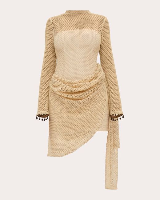ANDREA IYAMAH Natural Egu Crochet Dress