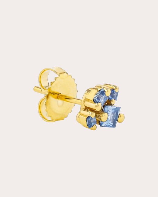 Suzanne Kalan Blue Light Sapphire Princess Cluster Stud Earrings 18k Gold