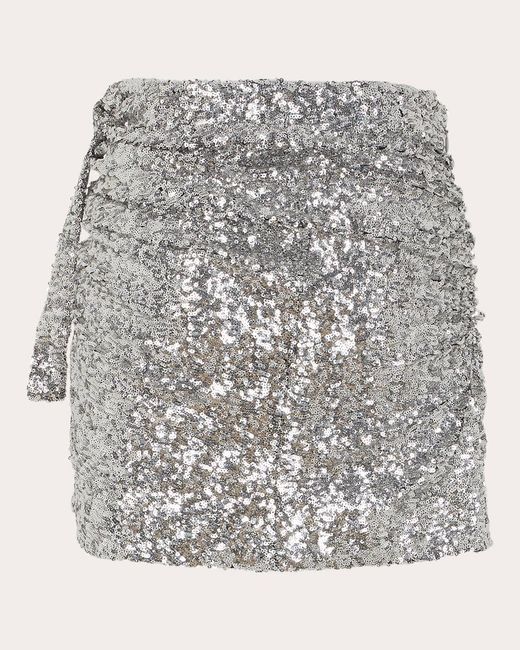 Rabanne Gray Sequin Drape Mini Skirt