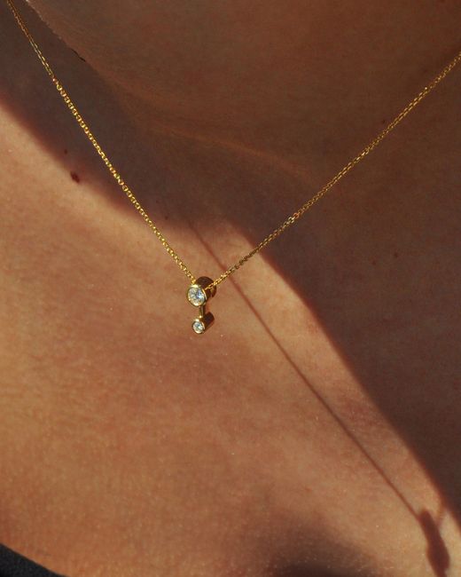 White/space Metallic Duo Diamond Pendant Necklace