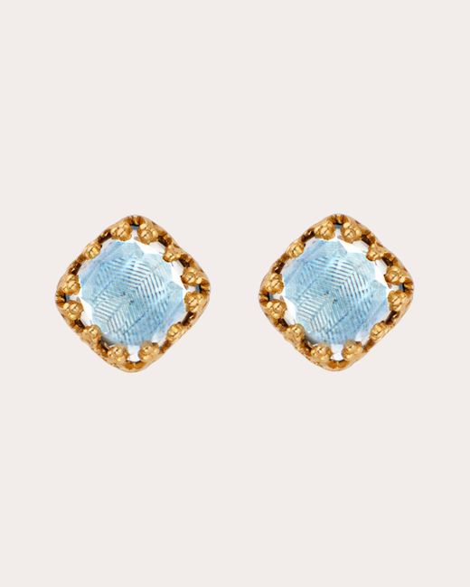 Larkspur & Hawk Blue Chambray Foil Small Jane Stud Earrings 18k Gold