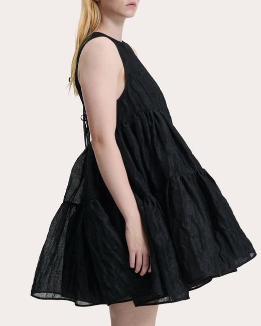 CECILIE BAHNSEN Black Abigail Aurora Jacquard Tiered A-Line Dress
