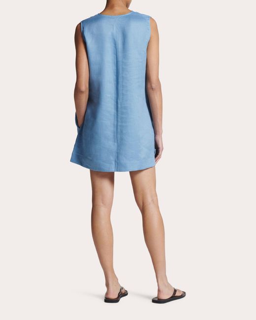 Asceno Blue Derya Linen Mini Dress